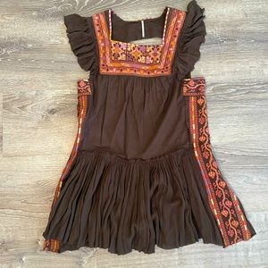 Free people boho brown mini dress. Size small.